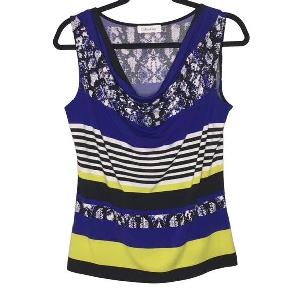 Calvin Klein Snake Stripe Print Sleeveless Blouse Women's Size Small - Picture 1 of 5